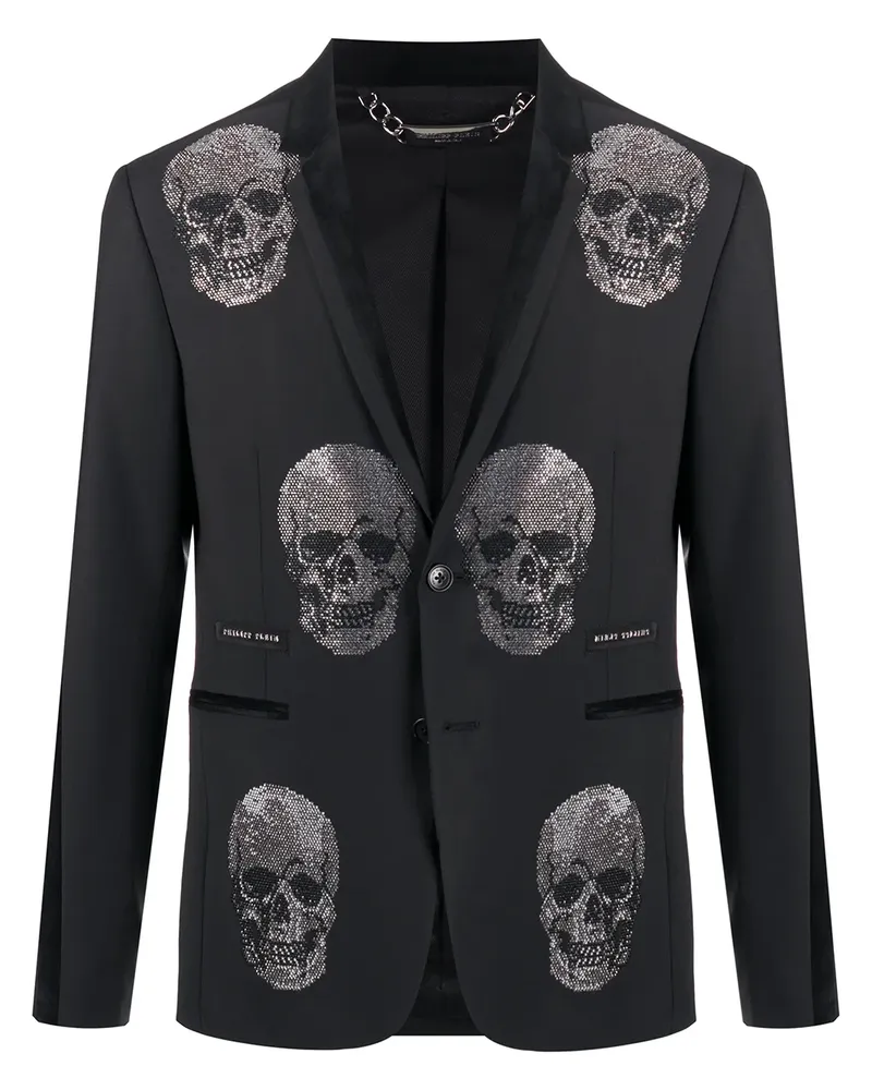 Philipp Plein Sakko mit Totenköpfen - Schwarz Schwarz