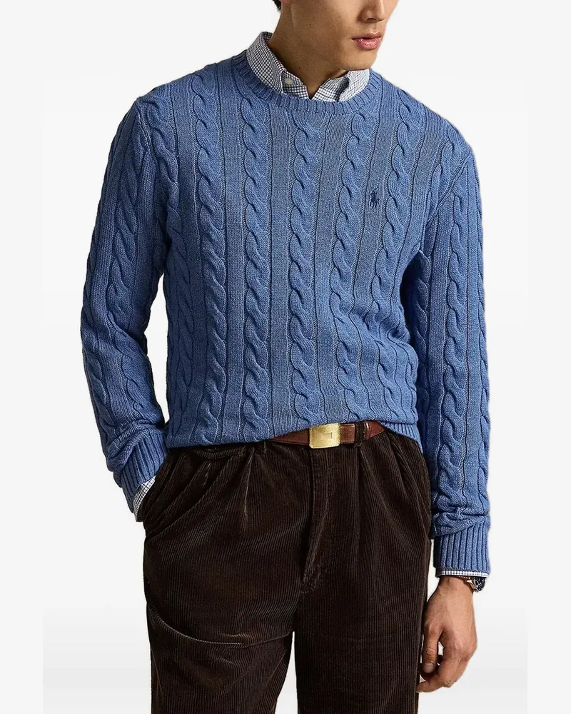 Ralph Lauren Pullover mit Zopfmuster und Logo-Stickerei - Blau Blau