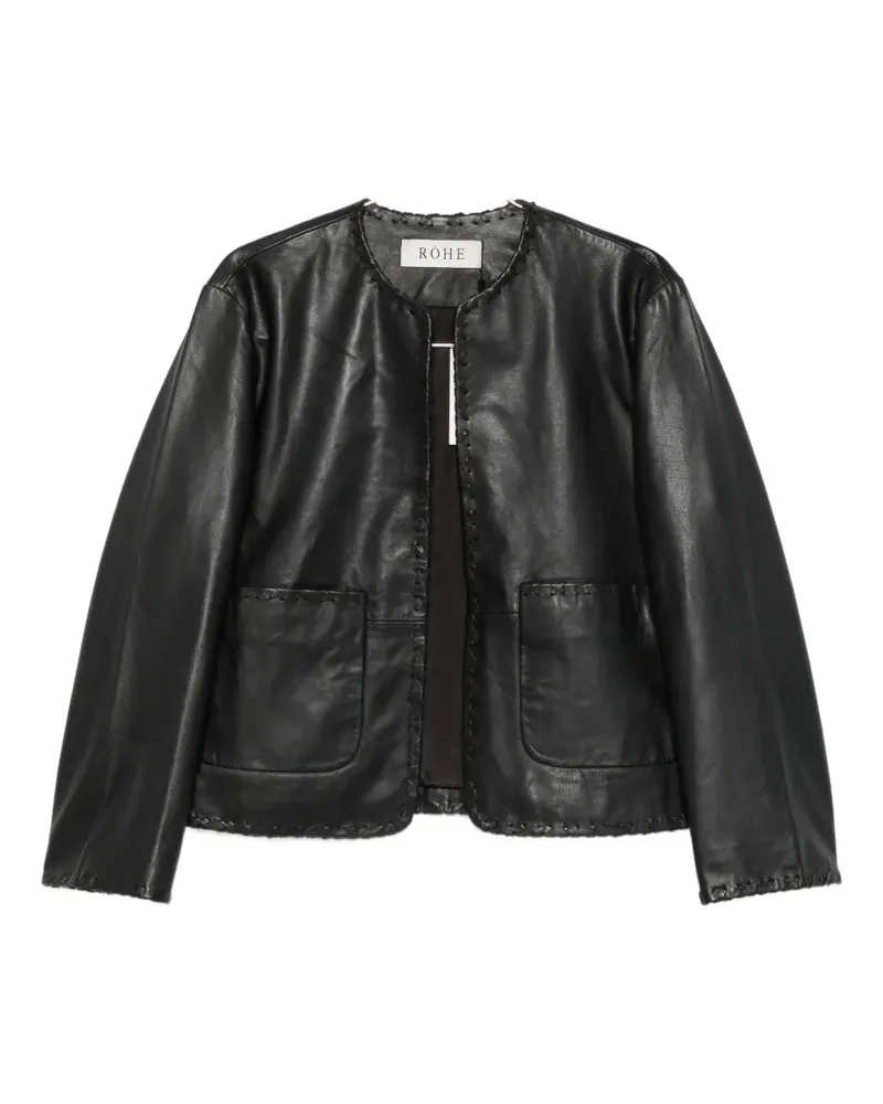 Róhe whipstitch-trim collarless jacket - Schwarz Schwarz