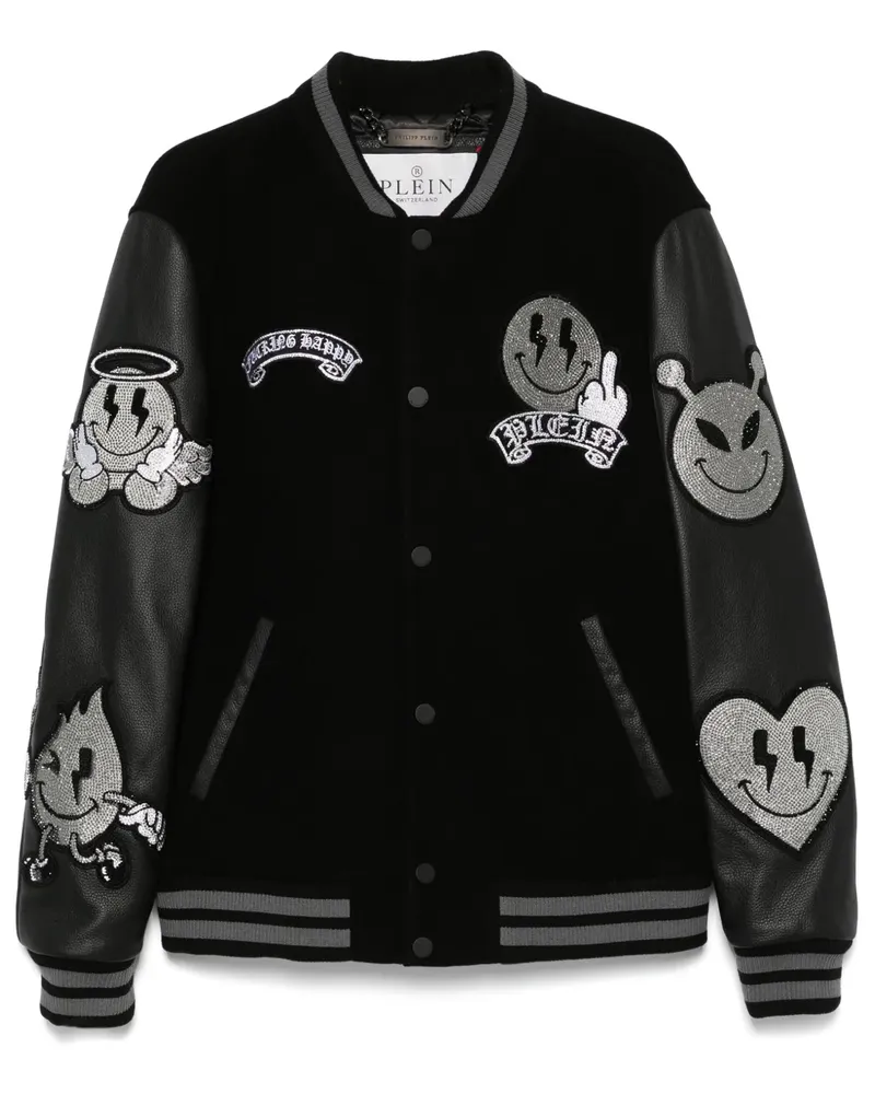 Philipp Plein Jacke mit Smiley - Schwarz Schwarz