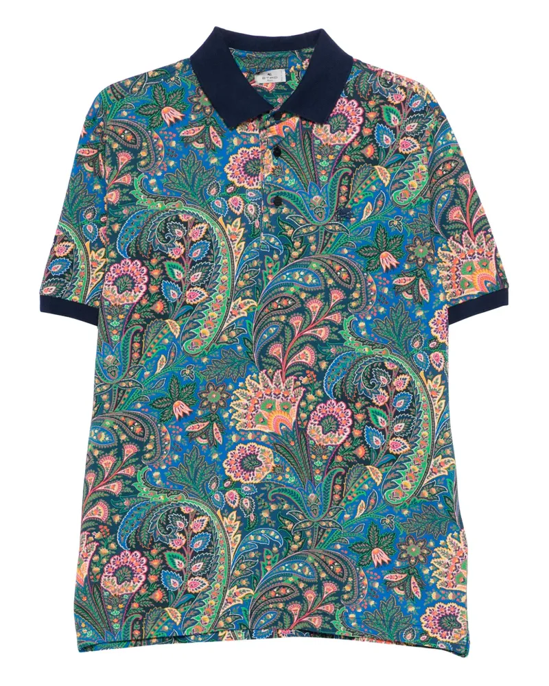 Etro paisley-print polo shirt - Blau Blau