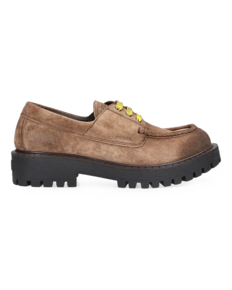 Prada Gewachste Schnürschuhe aus Wildleder - Braun Braun