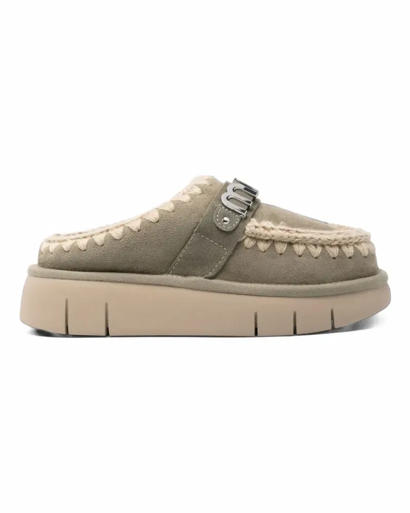 Mou Bounce leather clogs - Grau Grau