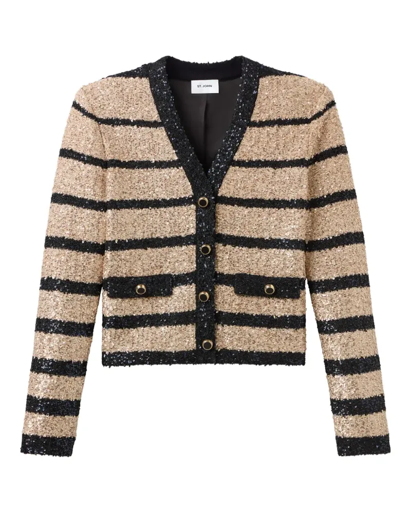ST. JOHN Gestreifte Jacke mit Pailletten - Nude Nude