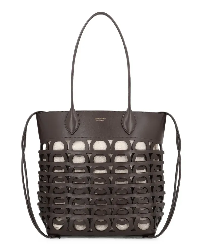 Ferragamo Gancini Tote Bag mit Cut-Out - Braun Braun