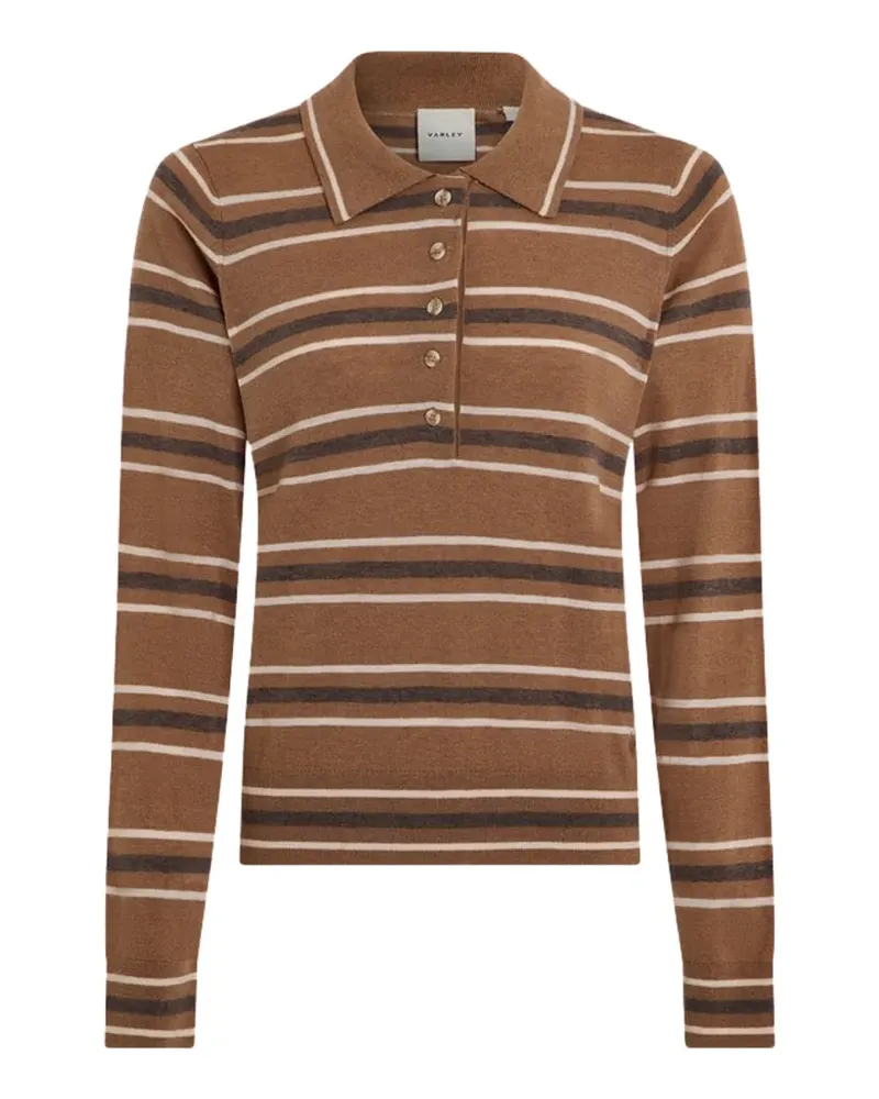 Varley Gestreiftes Mayra Poloshirt - Braun Braun