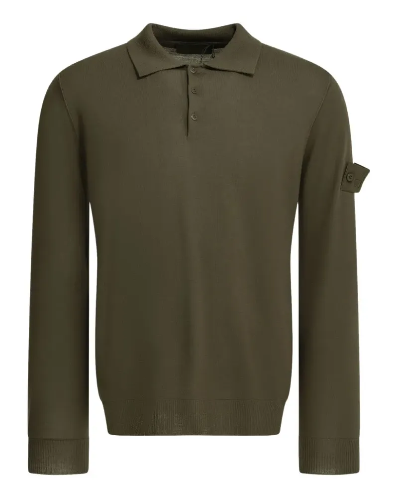 Stone Island logo-patch polo-collar sweater - Grün Grün