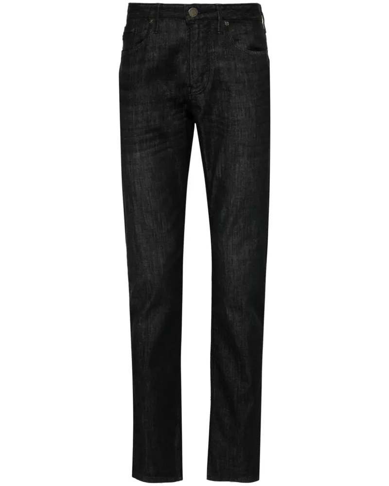 Emporio Armani Halbhohe Slim-Fit-Jeans - Schwarz Schwarz
