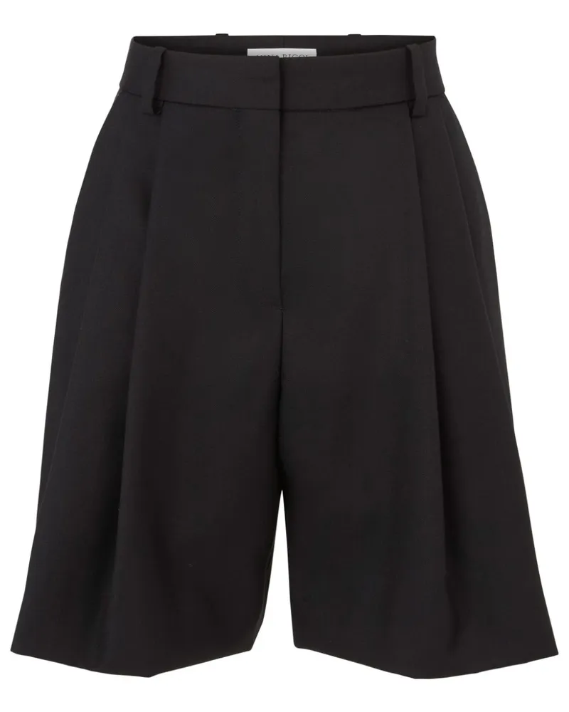 Nina Ricci Weite Woll-Shorts mit Bundfalten - Schwarz Schwarz