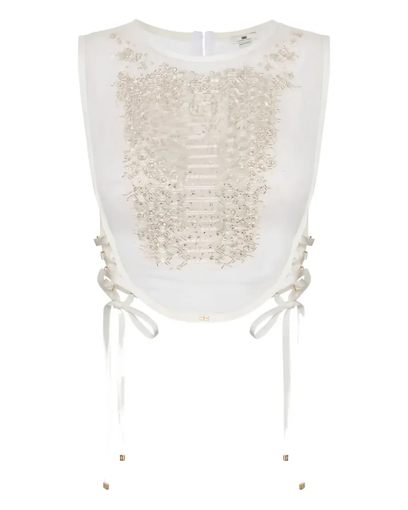 Elisabetta Franchi Crystal Snake Organza-Top - Weiß Weiß