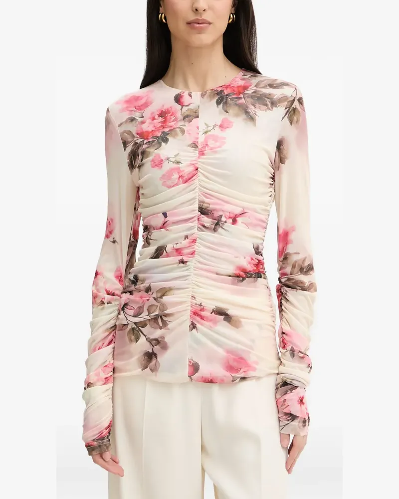Silvian Heach Gerafftes Vanas Oberteil mit Blumenprint - Nude Nude