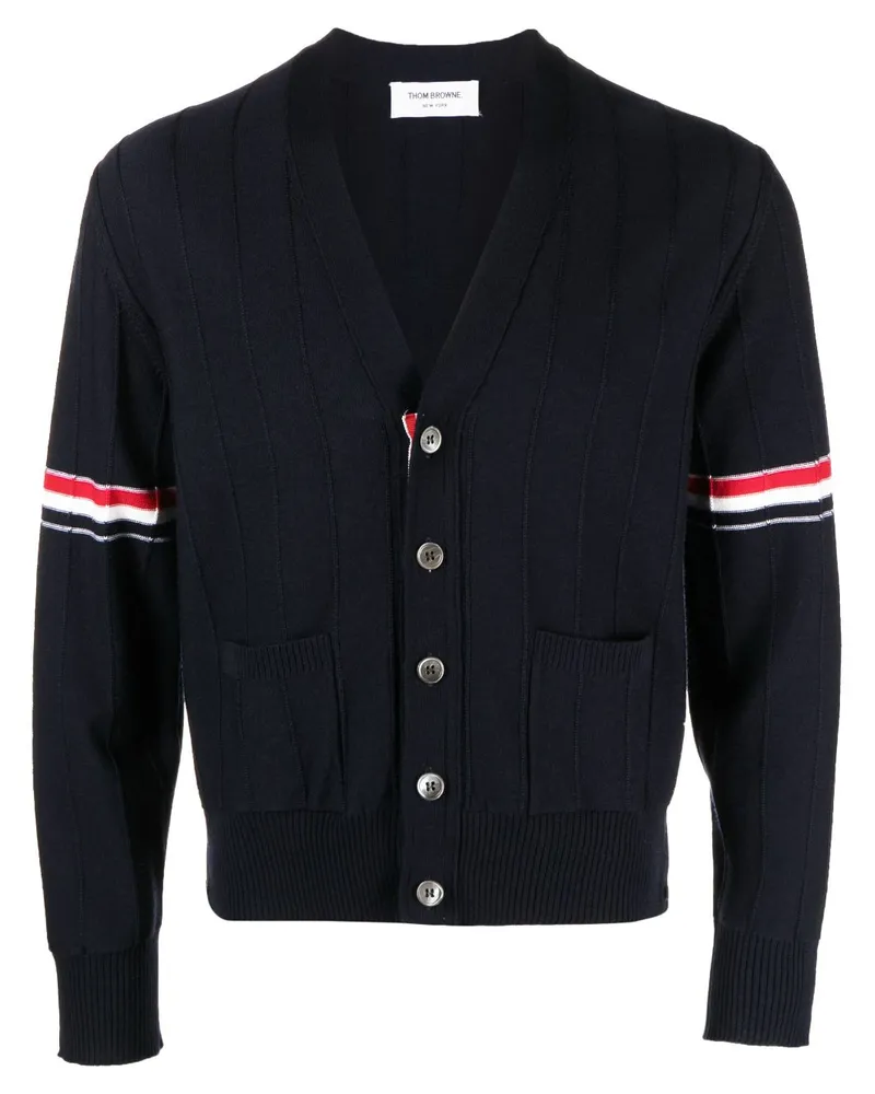 Thom Browne Cardigan mit RWB-Streifen - Blau Blau