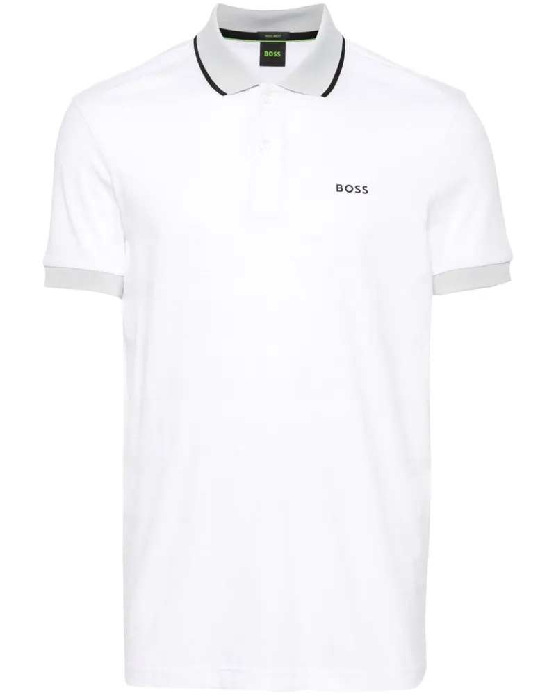 HUGO BOSS Gestreiftes Poloshirt Weiß