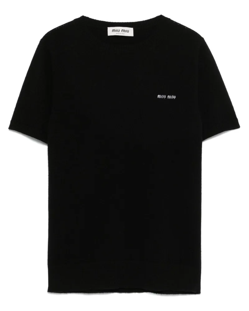 Miu Miu Strickoberteil aus Logo-Jacquard - Schwarz Schwarz