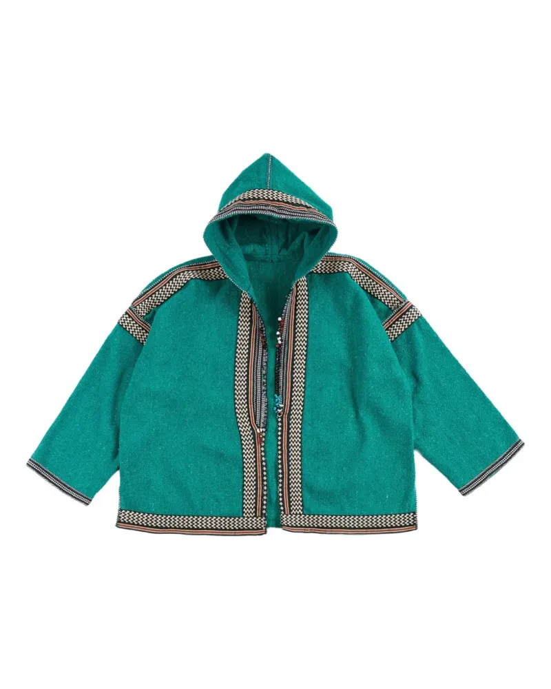 Fortela Karen hooded patterned poncho - Grün Grün