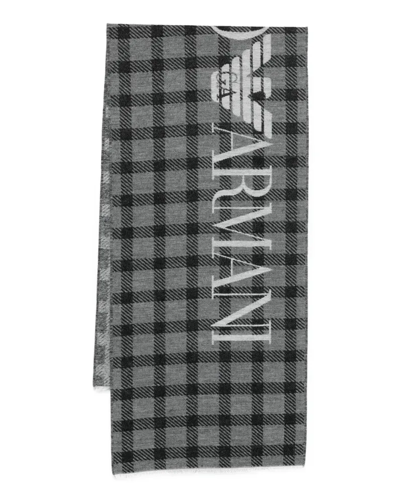 Emporio Armani Schal mit Karomuster - Grau Grau