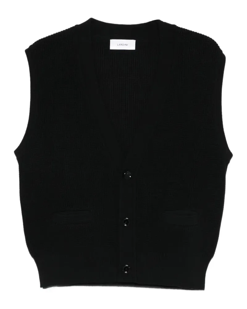 LARDINI button V-neck sleeveless cardigan - Schwarz Schwarz