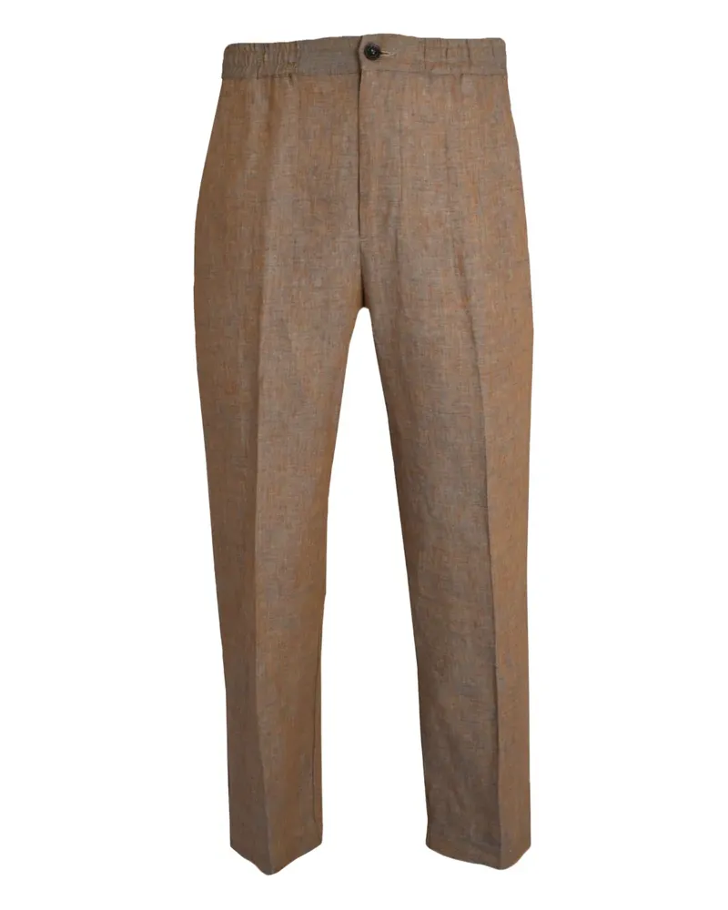 Altea Leinenhose mit elastischem Bund - Braun Braun