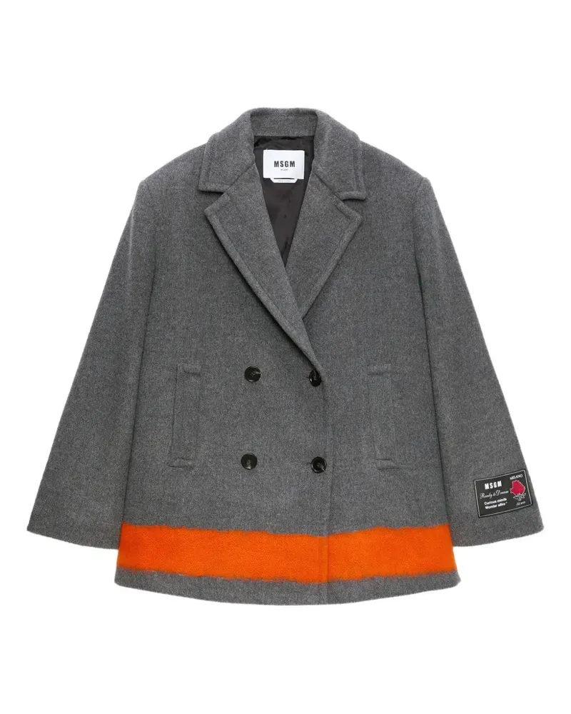 MSGM contrasting-band double-breasted coat - Grau Grau