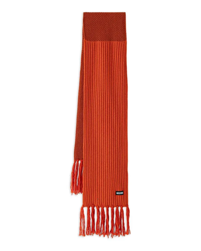 Moschino Gerippter Schal mit Fransen - Orange Orange
