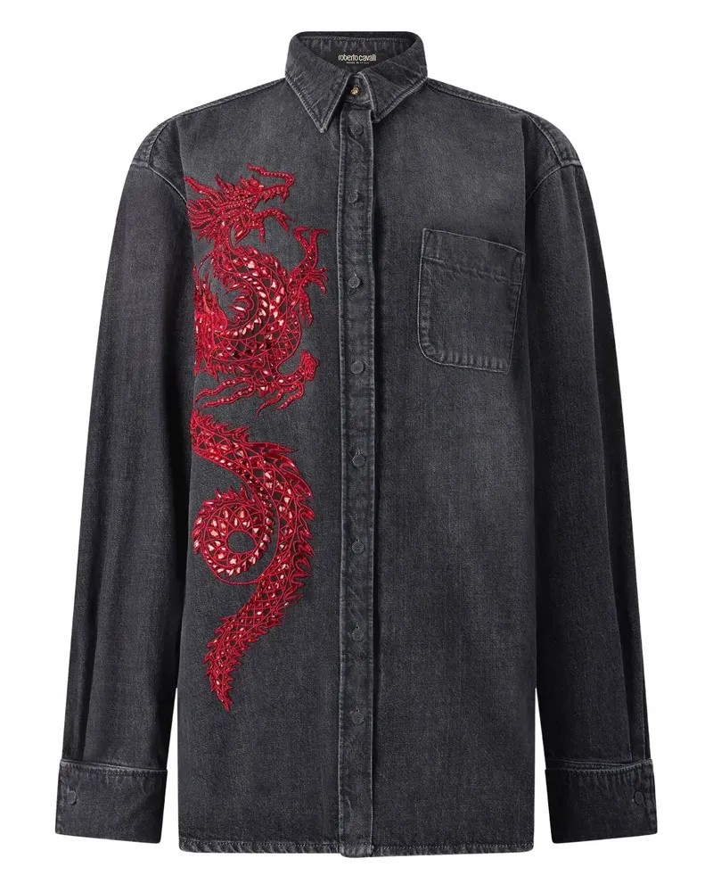 Roberto Cavalli Hemd mit Pailletten - Schwarz Schwarz