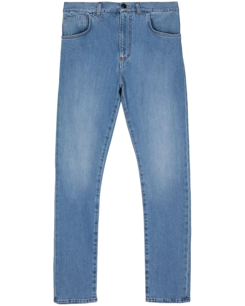 Isaia Halbhohe Straight-Leg-Jeans Blau