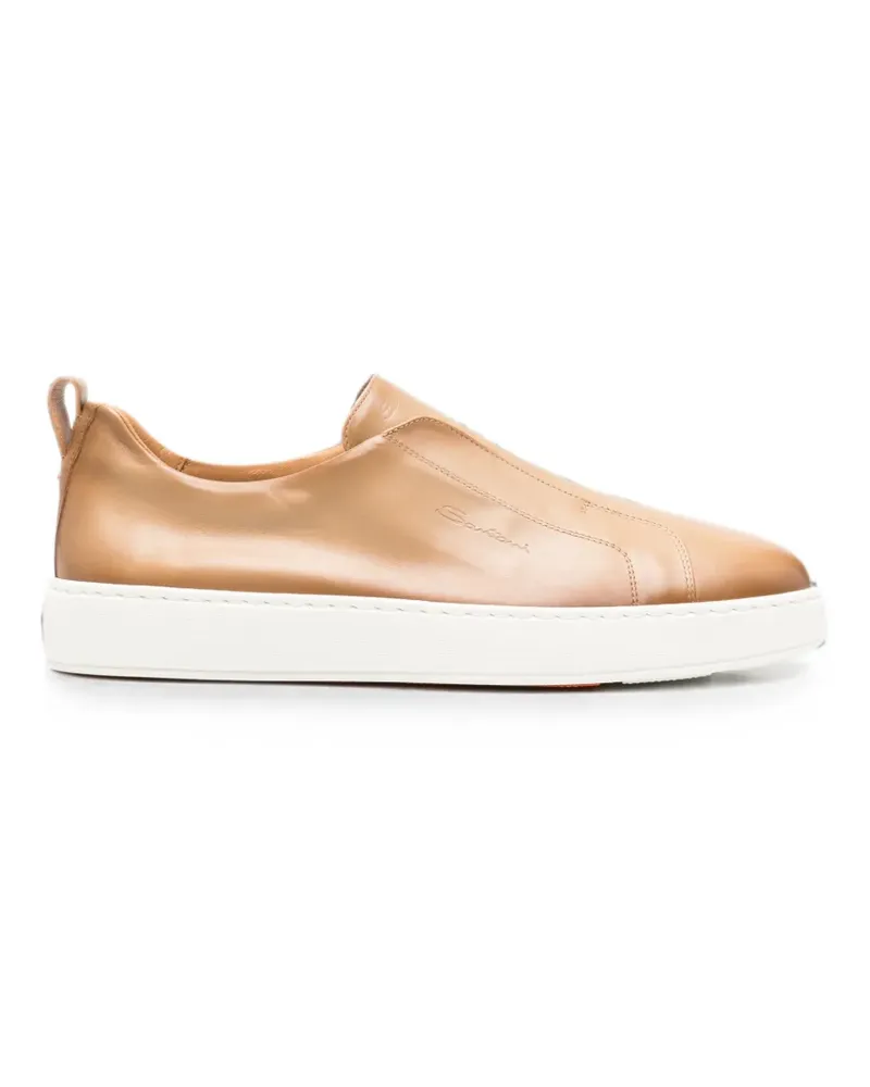 Santoni leather slip-on sneakers - Nude Nude