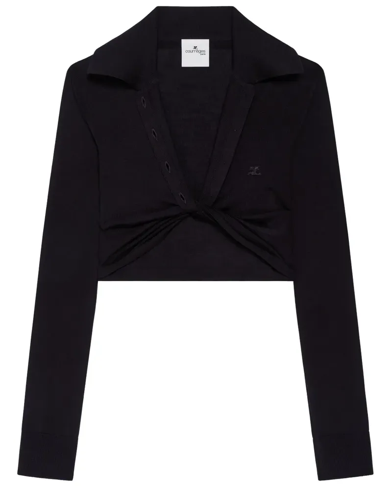Courrèges Cropped-Pullover mit Knoten - Schwarz Schwarz