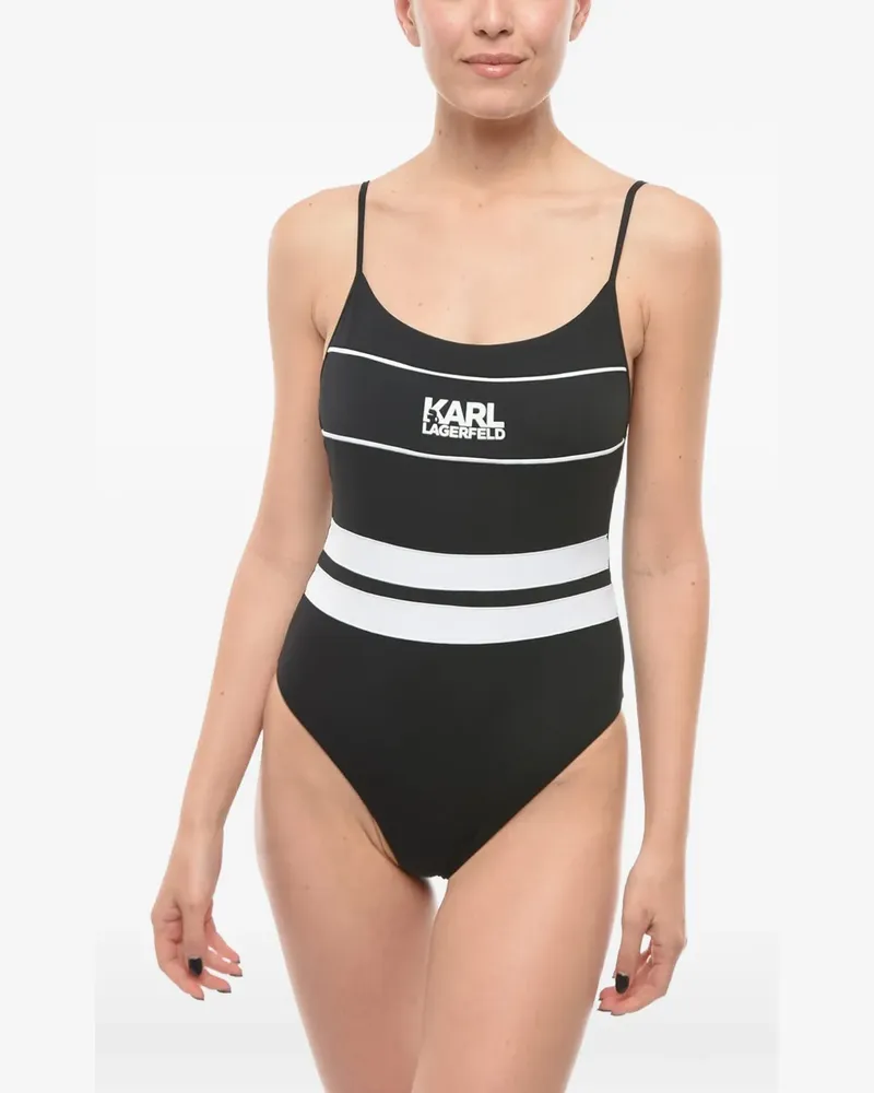 Karl Lagerfeld Badeanzug mit Logo-Print - Schwarz Schwarz