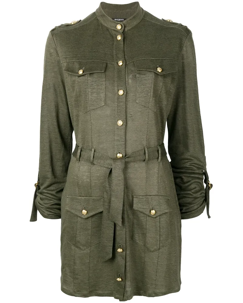 Balmain Hemdkleid mit Mandarinkragen - Grün Grün