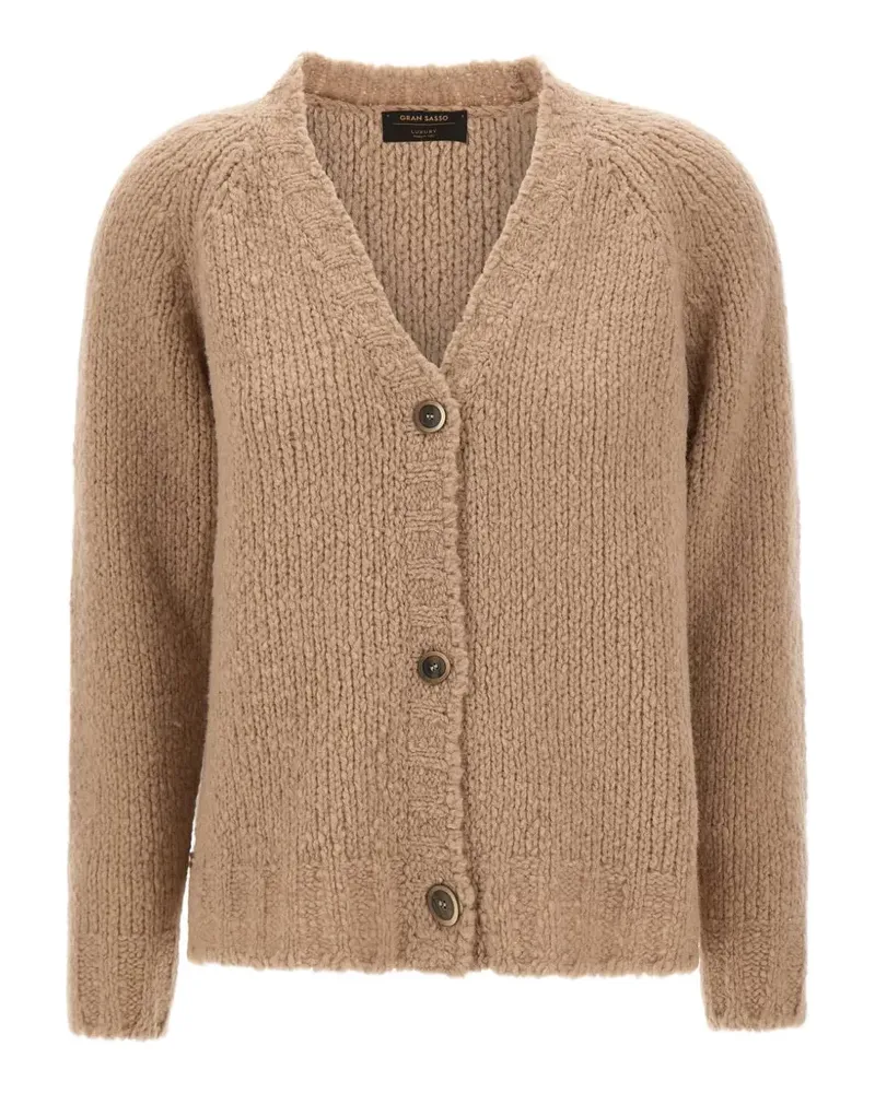Gran Sasso braided-knit V-neck cardigan - Nude Nude