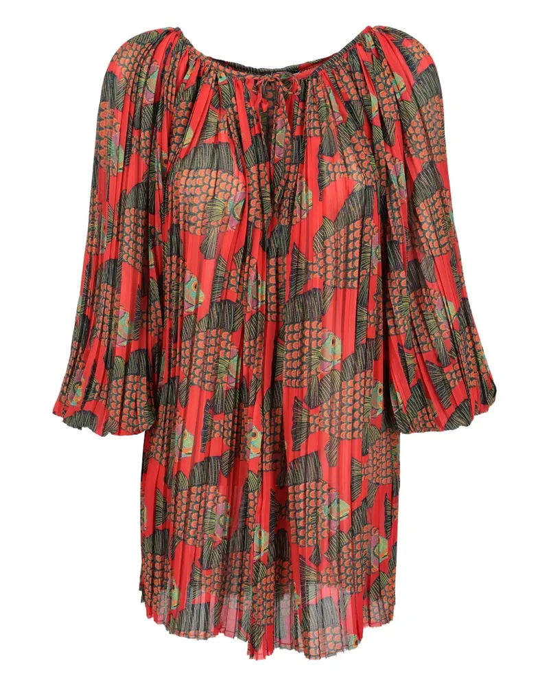 Lenny Niemeyer Faltenbluse mit Fisch-Print - Rot Rot