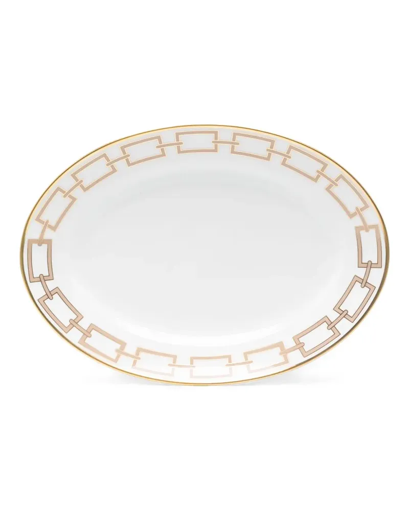 Ginori 1735 Ovale Platte mit goldfarbenen Kanten (34cm) - Weiß Weiß