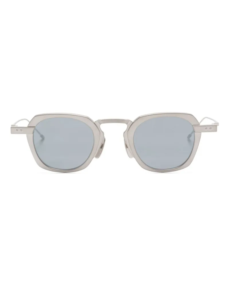 Thom Browne Sonnenbrille mit eckigem Gestell - Silber Silber