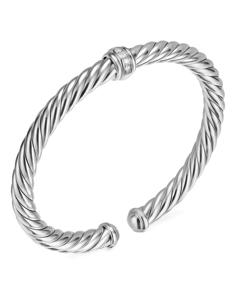 David Yurman sterling silver Cable Flex® Center Station diamond bracelet - Silber Silber