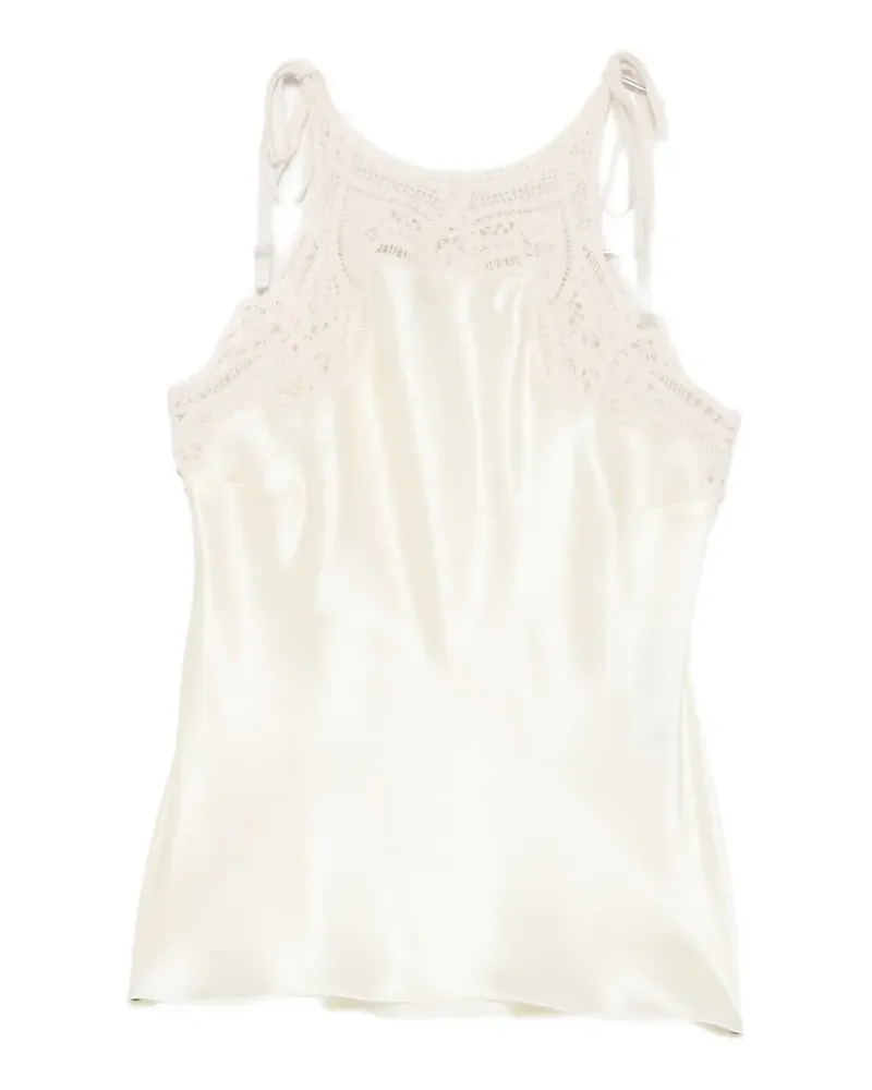 Ermanno Scervino lace-trim silk top - Nude Nude