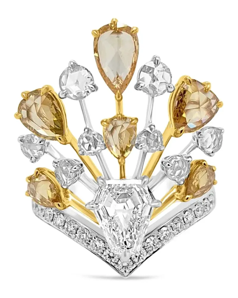 HYT Jewelry Cocktailring mit Diamanten in Fächerform - Silber Silber