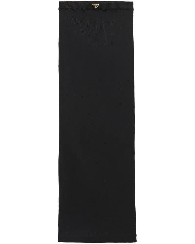 Prada Midirock aus geripptem Jersey - Schwarz Schwarz