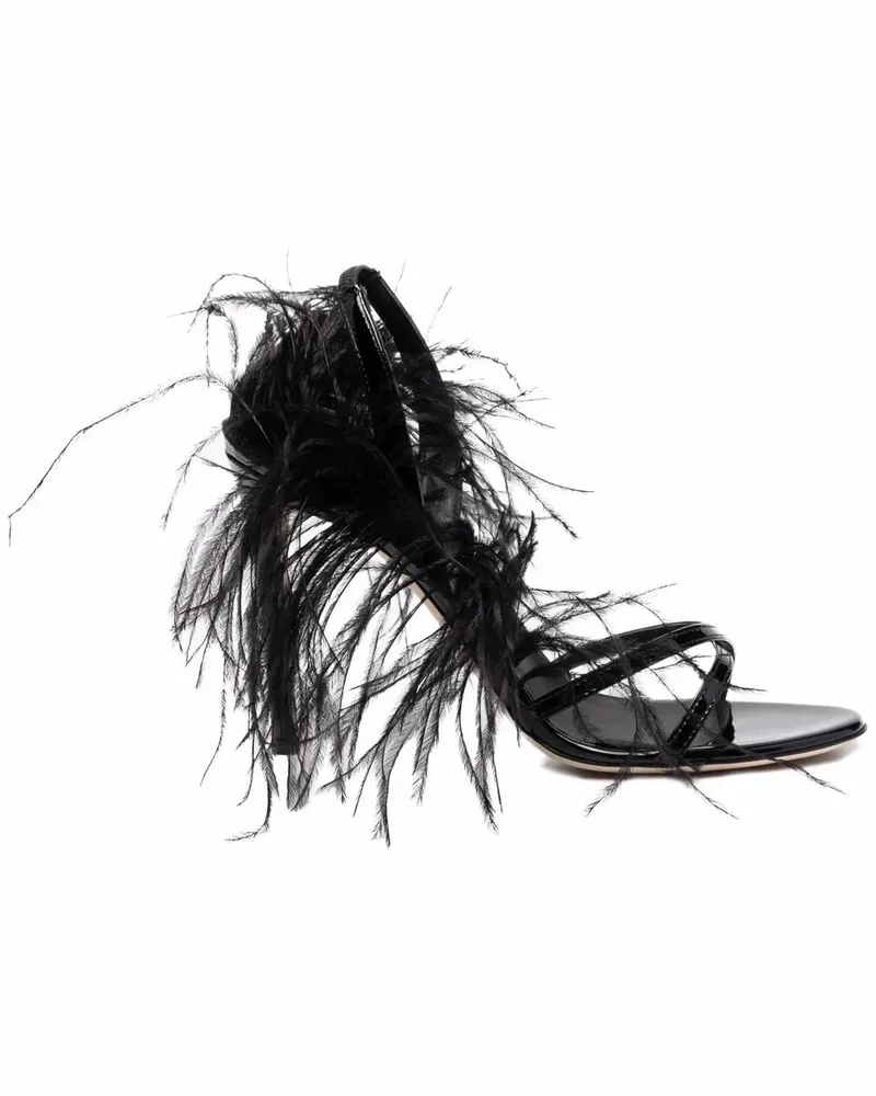 Giuseppe Zanotti Sandalen mit Federn 110mm - Schwarz Schwarz