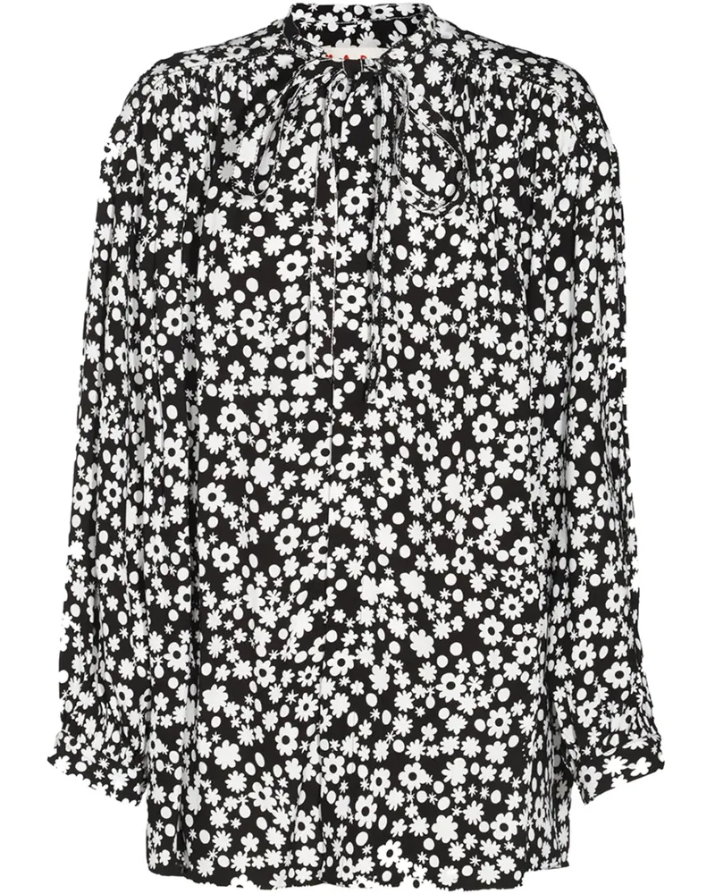 Marni Bluse mit Blumen-Print - Schwarz Schwarz