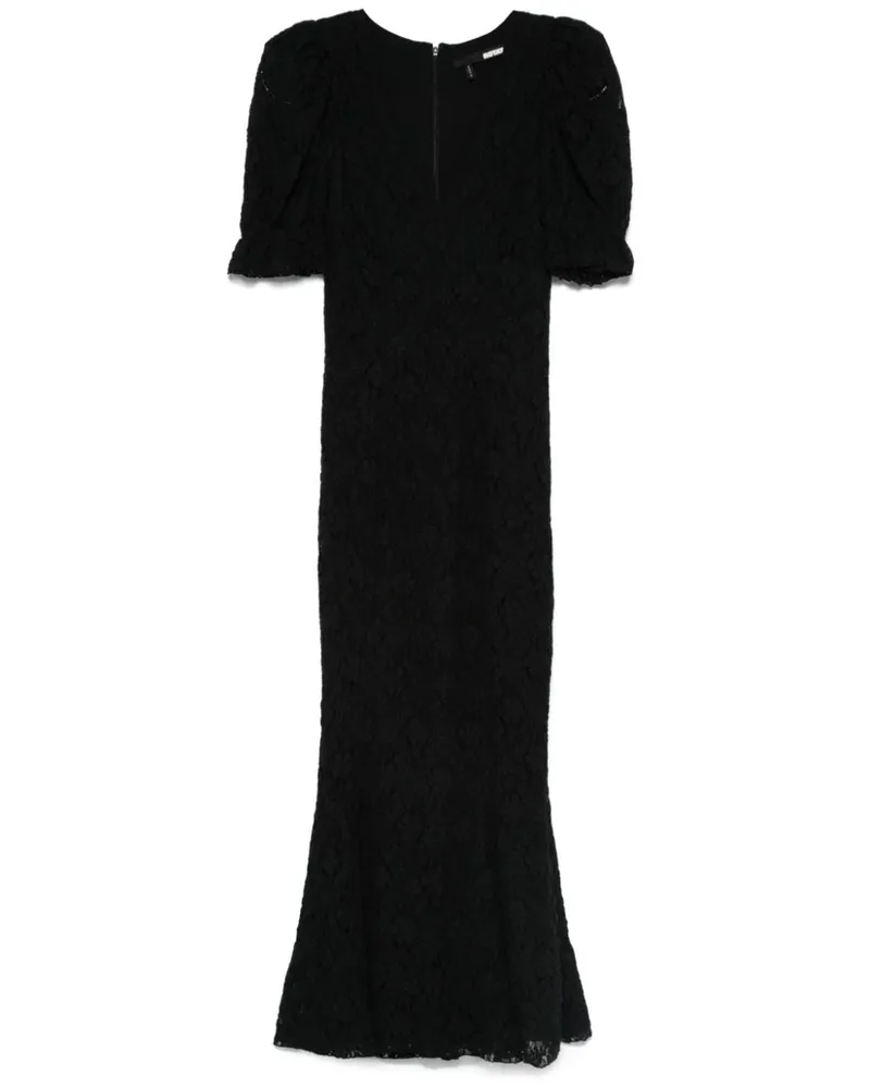 ROTATE Birger Christensen Maxikleid aus Spitze mit Puffärmeln - Schwarz Schwarz