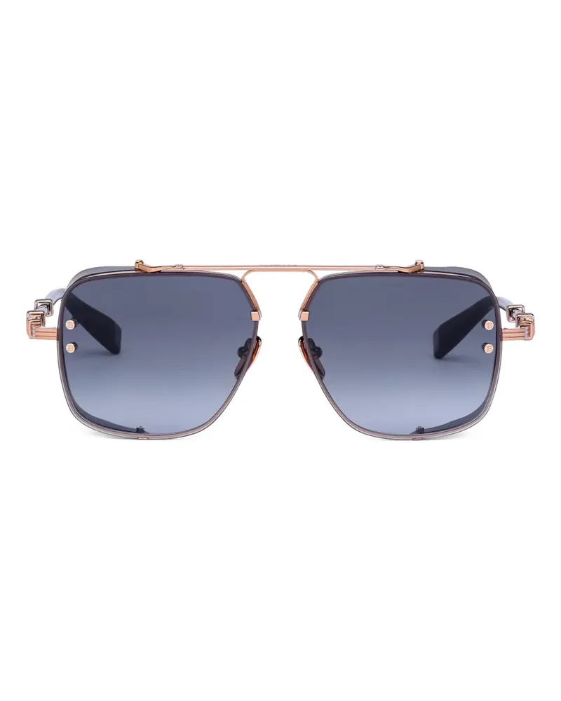 Balmain Sonnenbrille mit geometrischem Gestell - Schwarz Schwarz
