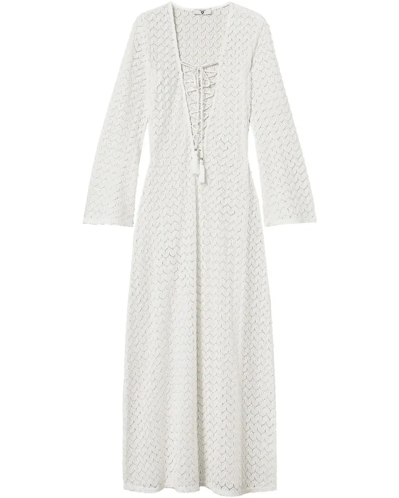 Twin-Set Strandkleid mit Lochstrickmuster - Weiß Weiß