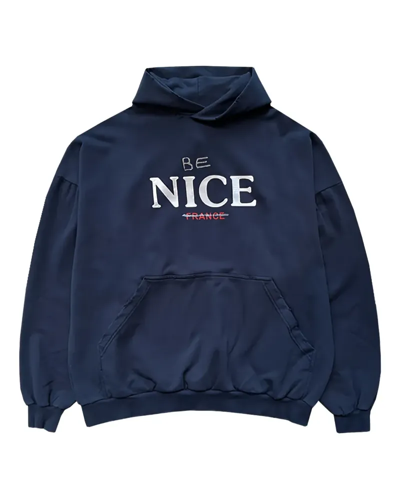 Balenciaga printed distressed hoodie - Blau Blau