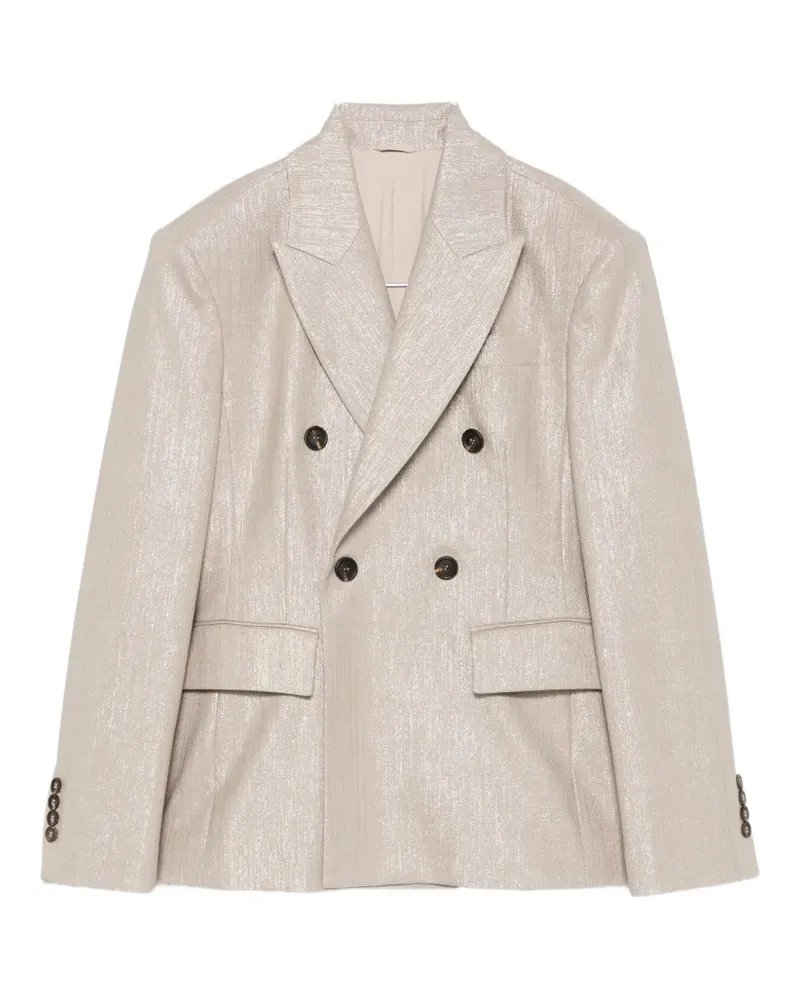 Brunello Cucinelli double-breasted metallic-effect blazer - Nude Nude