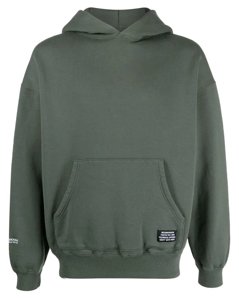 Neighborhood Hoodie mit Logo-Patch Grün