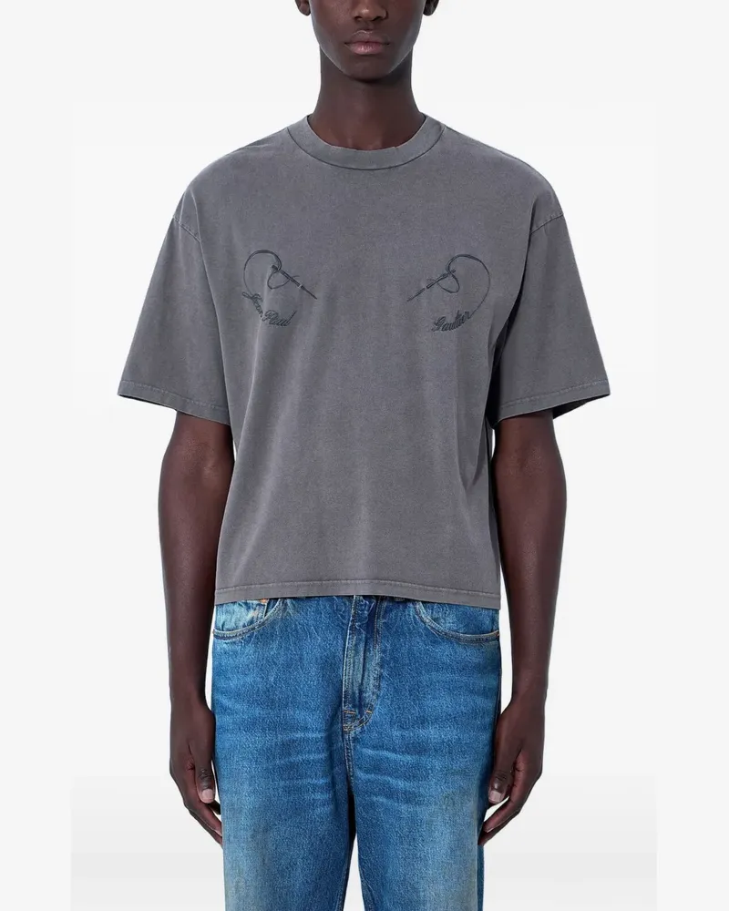 Jean Paul Gaultier logo-embroidered cotton T-shirt - Grau Grau