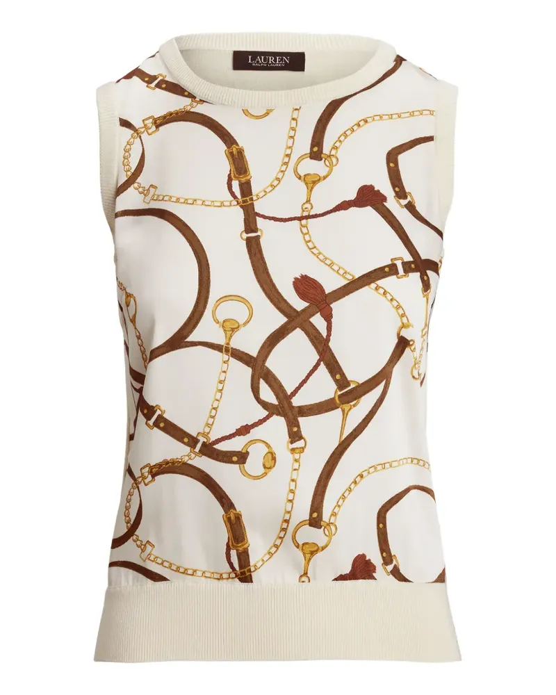Ralph Lauren belt-print sleeveless top - Nude Nude