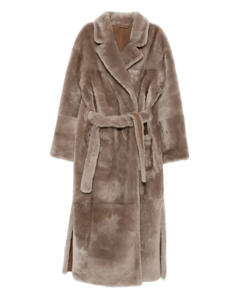 Liska Mantel aus Shearling mit Gürtel - Braun Braun