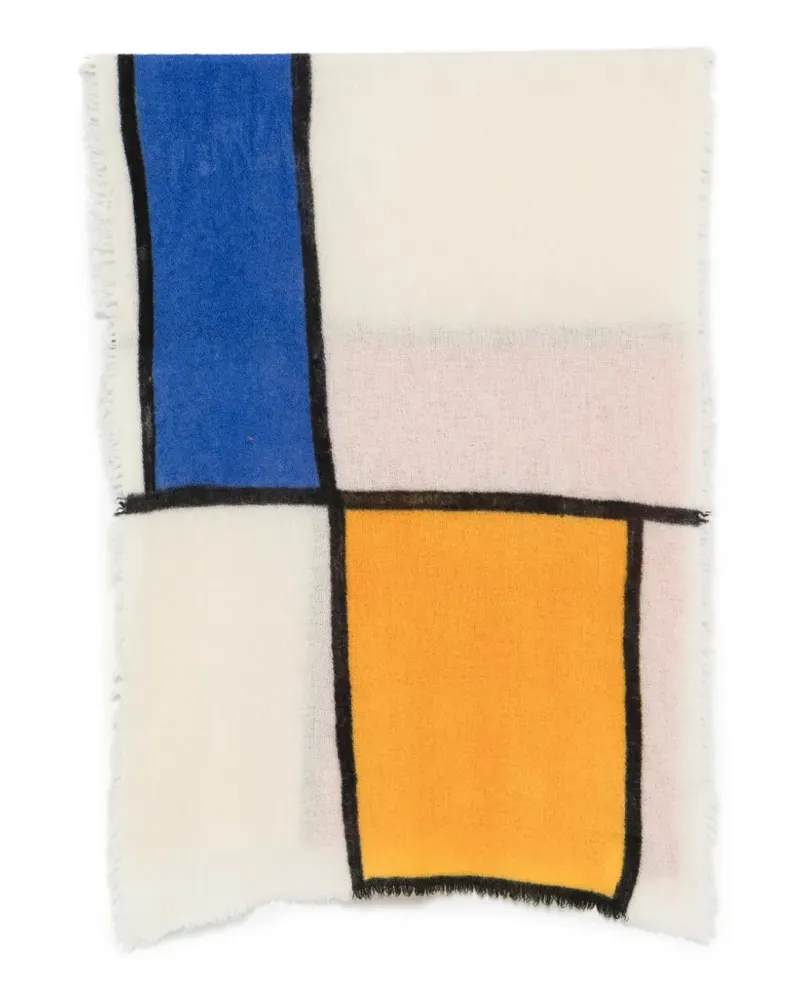 Faliero Sarti Patos Schal in Colour-Block-Optik - Weiß Weiß
